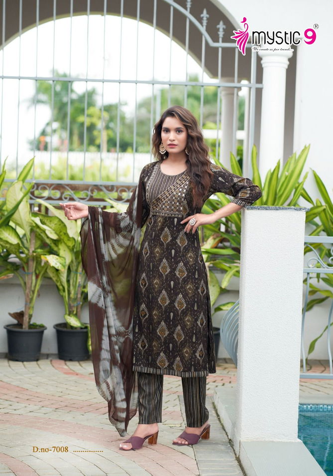 Shagun Vol 7 By Mystic 9 Rayon Printed Kurti With Bottom Dupatta Wholesale Price In Surat
